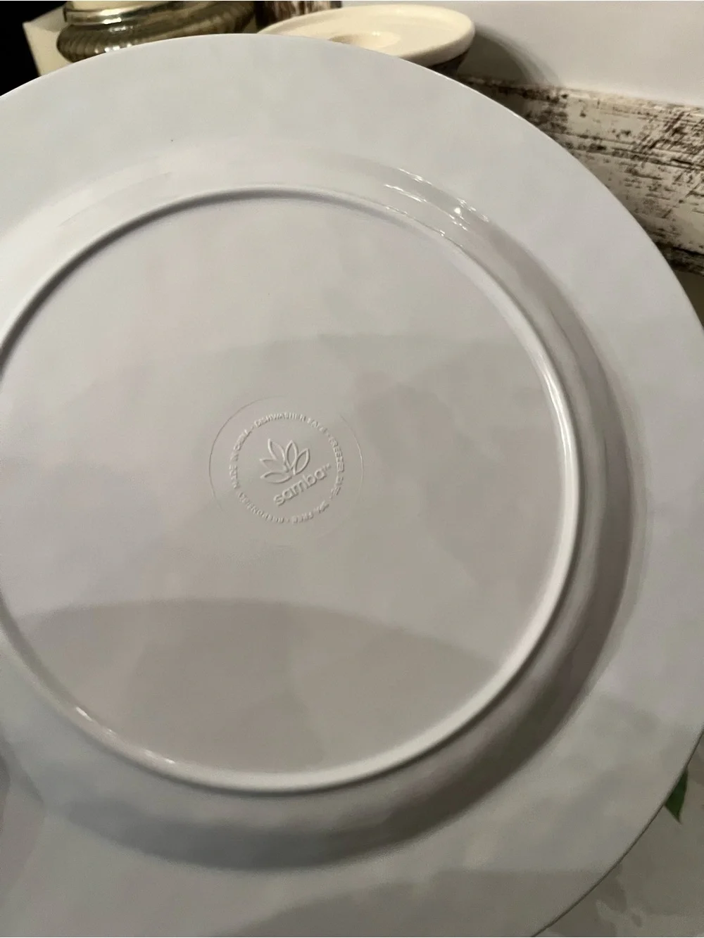 Blue Check & Lemon Melamine Dinner Plate - White/Blue/Yellow